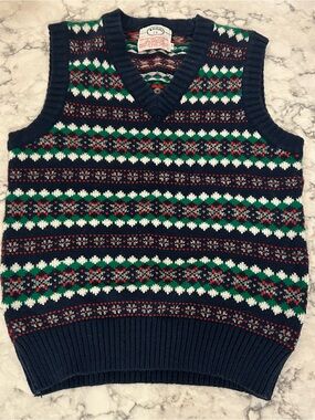 Vintage IZOD J.G. Fair Isle Sweater Vest – Boys Size 14